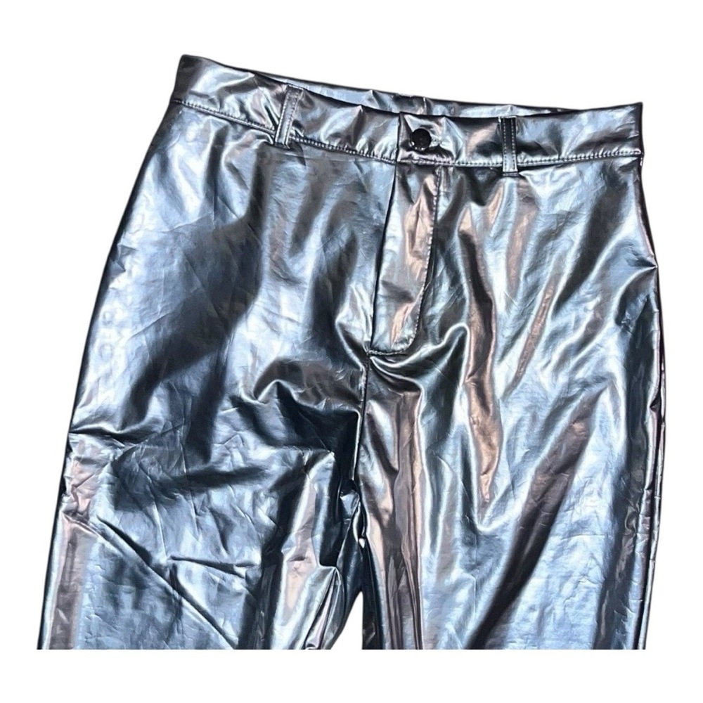 Vintage Festival Silver Metallic High Mid Waisted Drag Lamè Jeans Pants Sz 28 - Picture 4 of 8